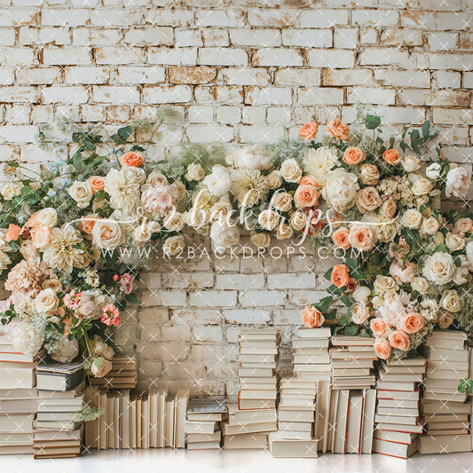 Vintage Book Brick Wall