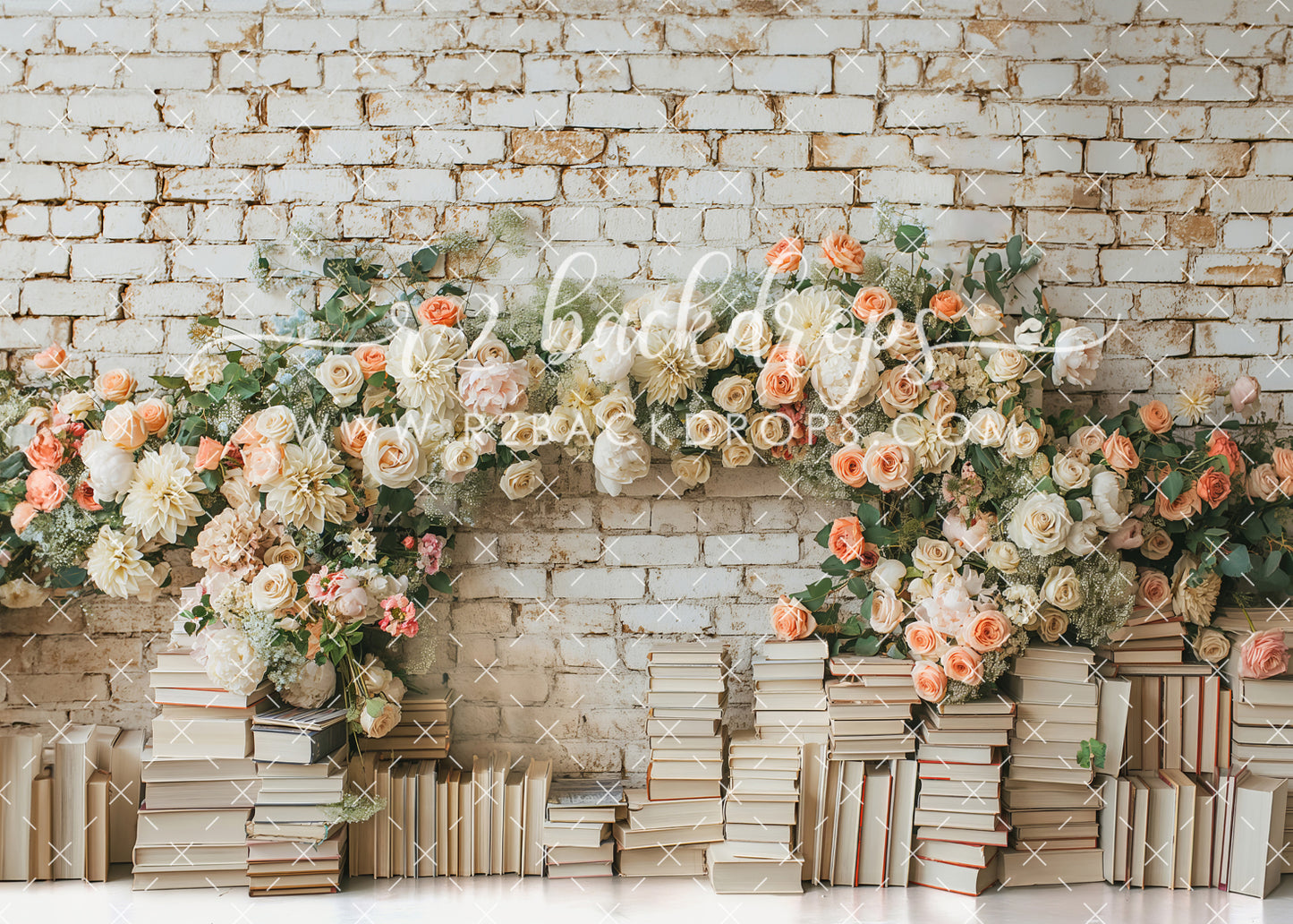 Vintage Book Brick Wall