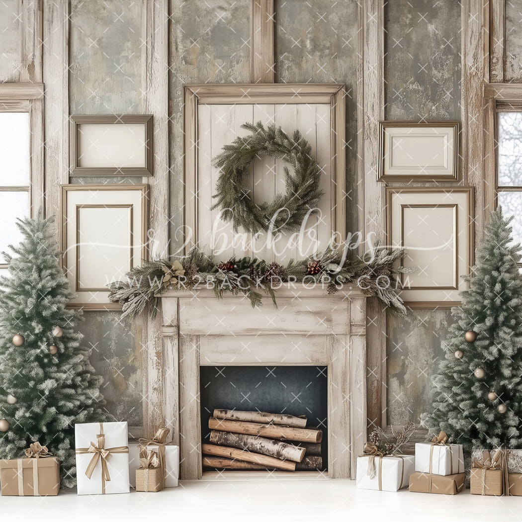 Rustic Christmas Fireplace (Optional Sweep)