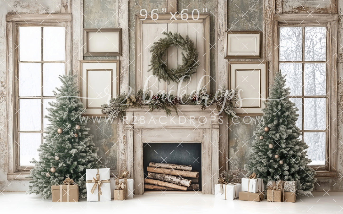Rustic Christmas Fireplace (Optional Sweep)