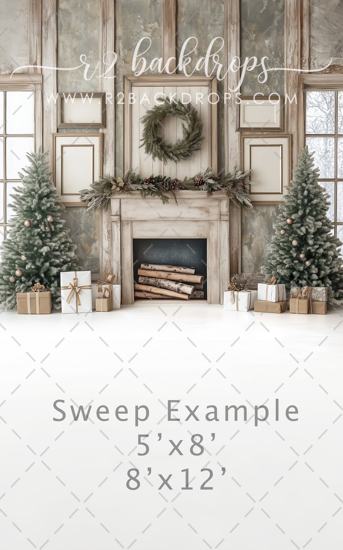 Rustic Christmas Fireplace (Optional Sweep)