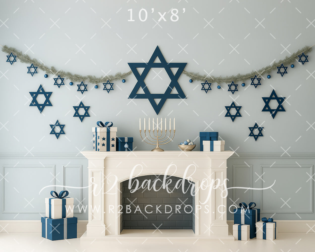 Soft Blue Hanukkah Wall