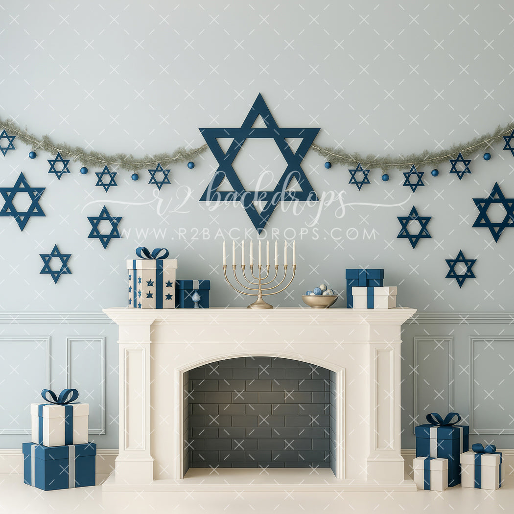 Soft Blue Hanukkah Wall