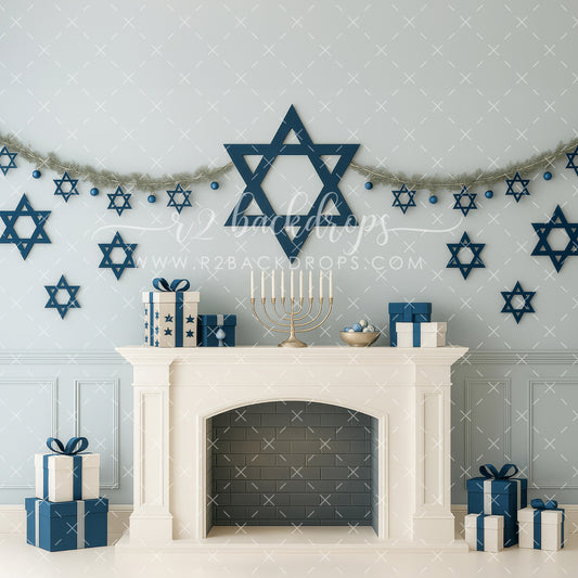 Soft Blue Hanukkah Wall