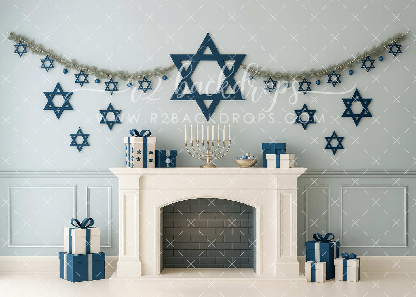 Soft Blue Hanukkah Wall