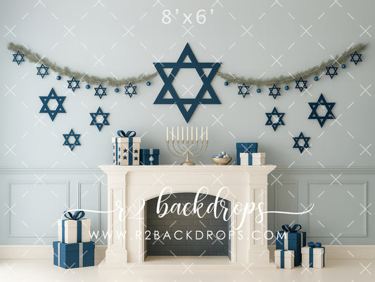 Soft Blue Hanukkah Wall
