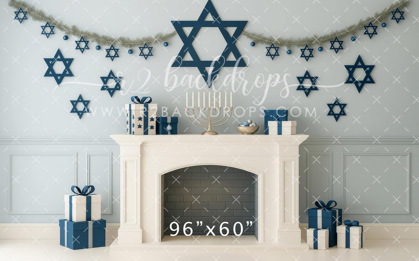 Soft Blue Hanukkah Wall