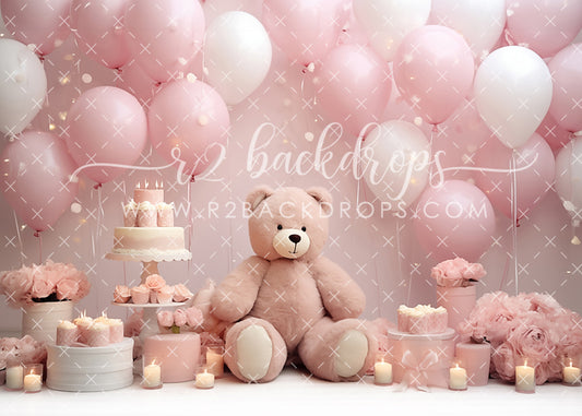 Pink Beary Birthday - Modeling Backdrop