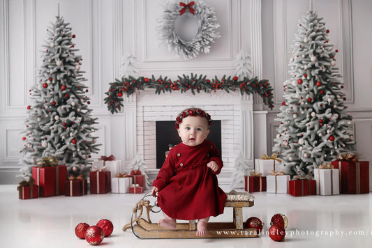 White and Red Christmas Mantel