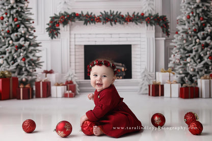 White and Red Christmas Mantel