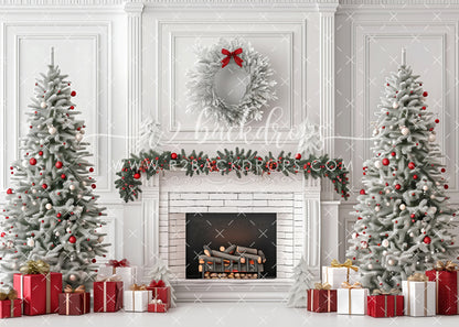 White and Red Christmas Mantel