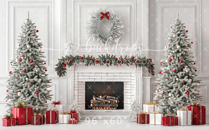 White and Red Christmas Mantel