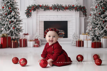 White and Red Christmas Mantel