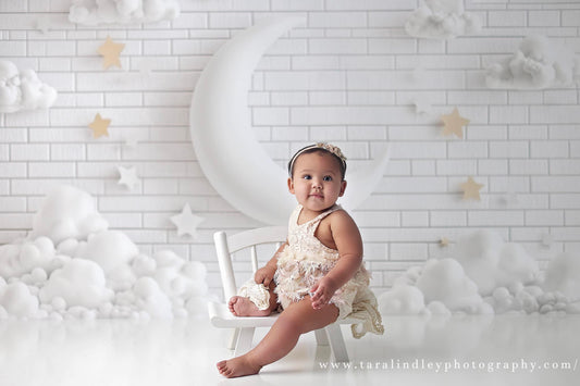 White Brick Moon and Stars