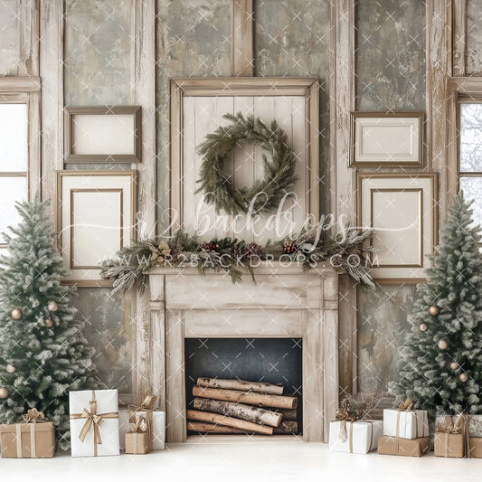 Rustic Christmas Fireplace (Optional Sweep)