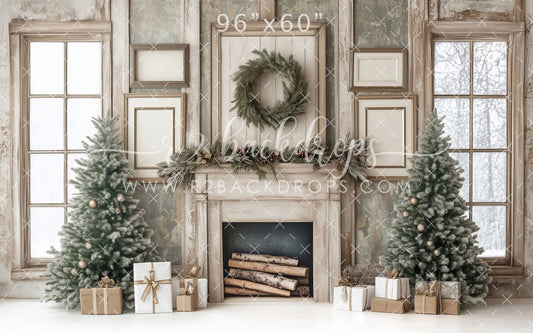 Rustic Christmas Fireplace (Optional Sweep)
