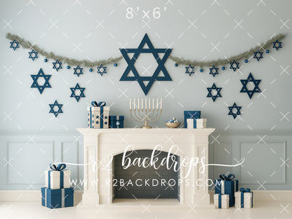 Soft Blue Hanukkah Wall