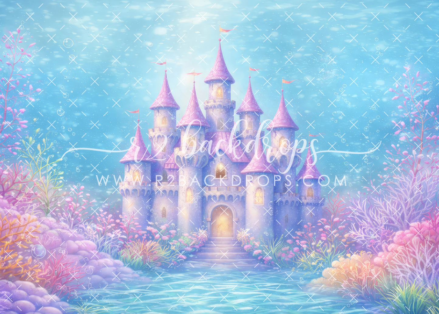 Watercolor Mermaid Castle
