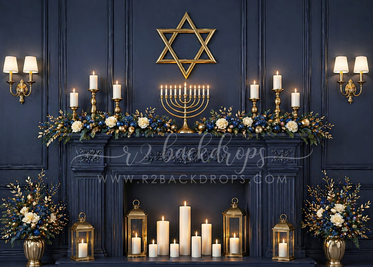 Navy and Gold Hanukkah
