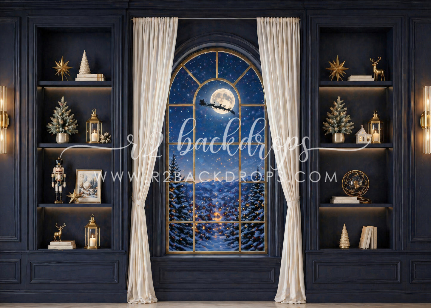 Navy Noel Window (Optional Sweep)